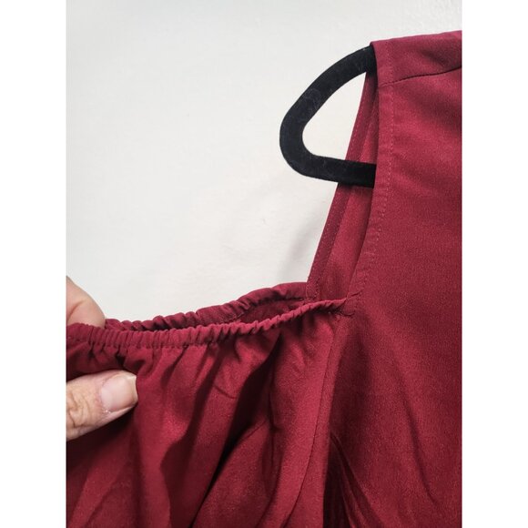 Lane Bryant Womens Blouse Top Size 18 Maroon Cold Shoulder Keyhole Neck Casual - Picture 5 of 10